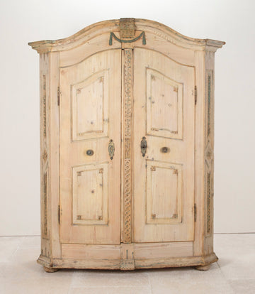 Early 19th Century Alsaitan Painted Pine Bow-Fronted Armoire